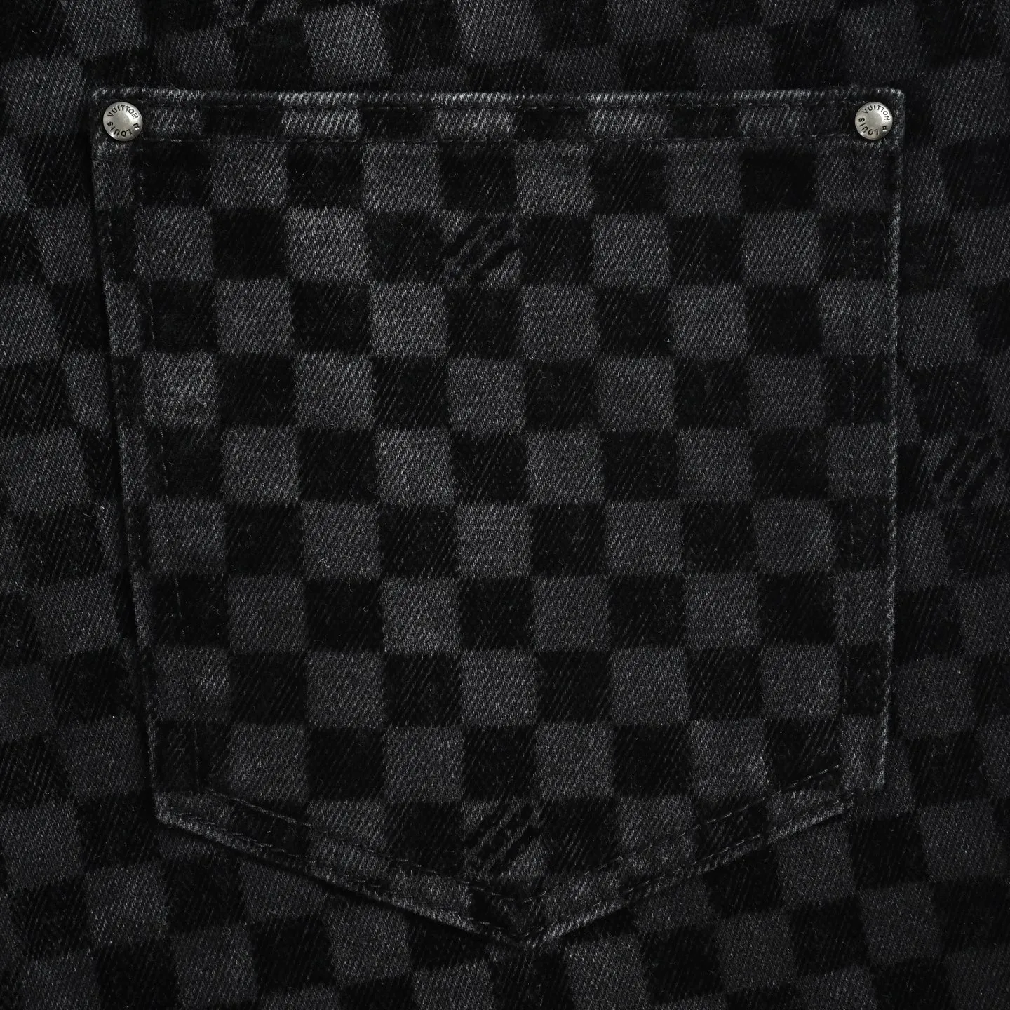 Louis Vuitton/Louis Vuitton mosaic flocking checkerboard patchwork jeans